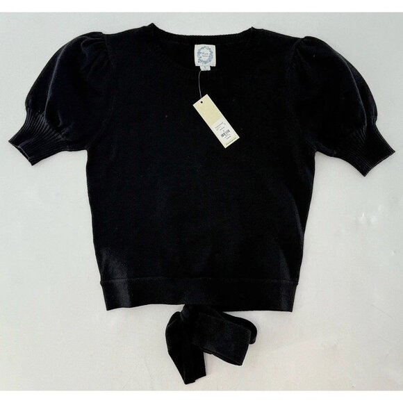 NWT Francesca's Blue Rain Black Pullover Sweater Tie Back Size Small Preppy - Picture 3 of 11